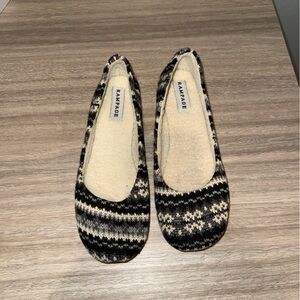 Rampage Black & Cream Knit Slip-On Flats